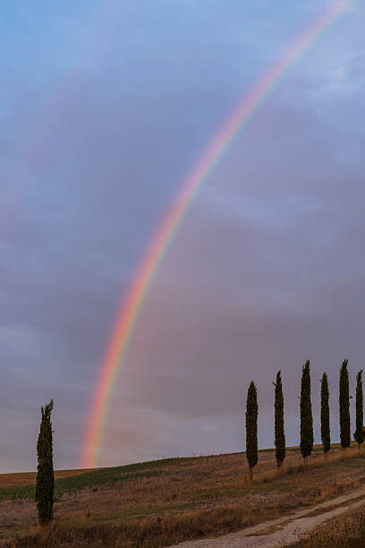 Arcobaleno sulla campagna toscana a Peccioli